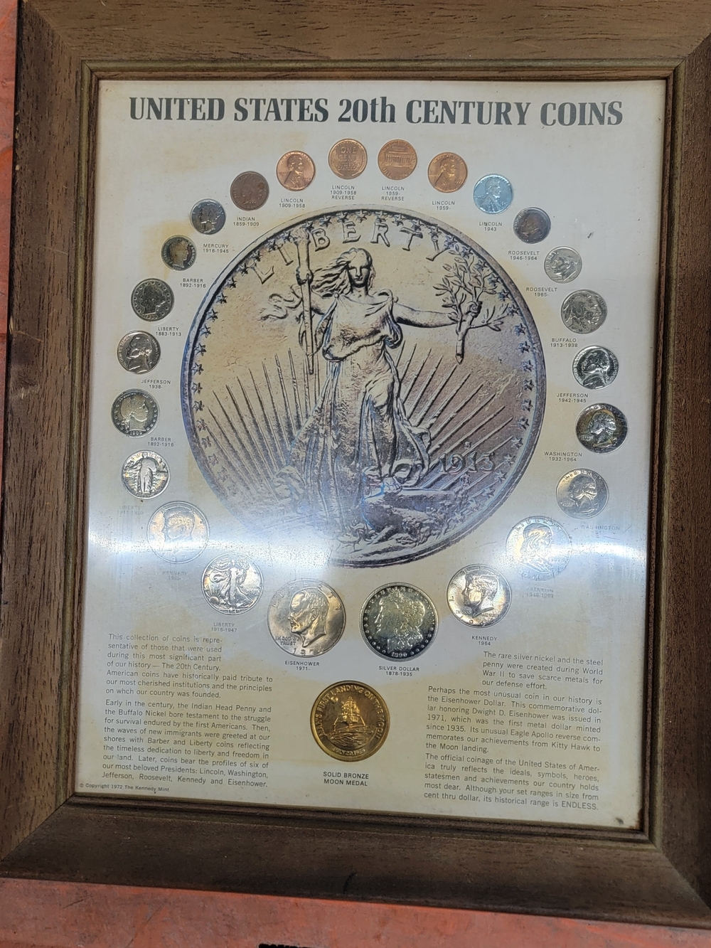 United States 20th Century Coins Framed Display